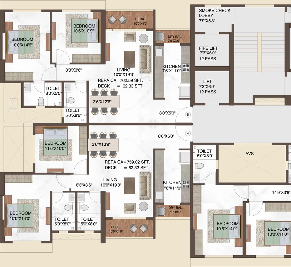 2 BHK typical floor plan preview